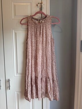 Anthropologie Sleeveless Pink Floral Tiered Summer Dress